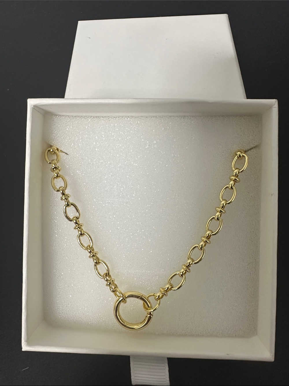 Gold Link Circle Statement Necklace - Women Jewelry 18 Inch. New